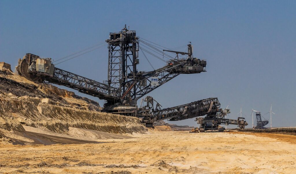 a large machines in a sand quarry